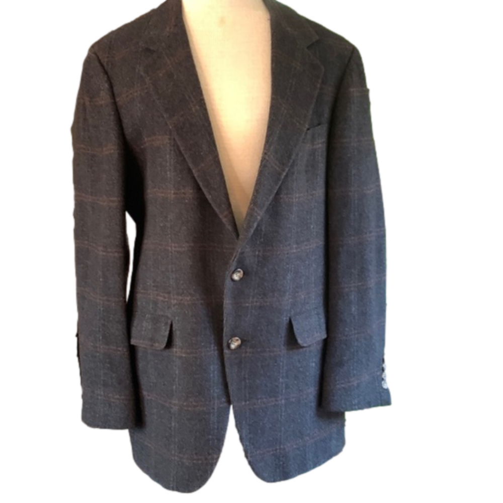 BARRISTER camel hair plaid suit coat